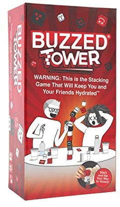 WHAT DO YOU MEME? Buzzed Tower: The Stack-and-Sip Drinking Card Game for Adults – Includes 30 Blocks, 80 Cards, and Big Laughs for Parties, Game Night, and Epic Bachelor Party Celebrations