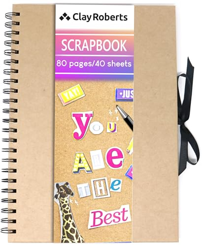 A4 Kraft Ribbon Scrapbook, Brown, 40 Sheets (80 Pages), Craft Paper Scrapbooking Albums, Eco-Friendly Memory Book Photo Album, Scrapbook, Art Books
