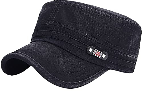YeeHeen Gorra unisex de cadete del ejército ajustable de algodón lavado militar gorra de béisbol, Negro -, talla única