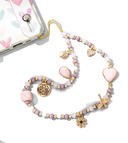 IERCZA Colgante De Teléfono Móvil Anti-Perdida En Cristal Rosa Para Bolsa Y Caja, Accesorios De Decoración, Correa De Muñeca Y Llavero