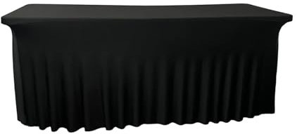 Tischröcke 6FT elastisches Tuch, Quallenrock-Tischdecke, Stretch-Polyester, rechteckige Tischdecke, waschbar, knitterfrei 91 (Color : Black, Size : 120x60x76cm-4FT)