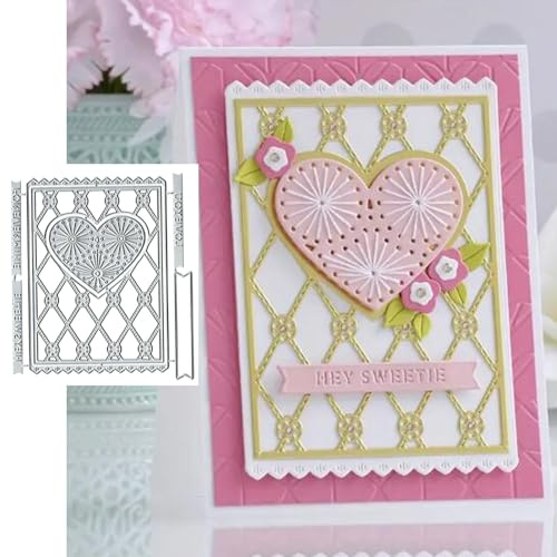 Hjärta blomma fyrkantig metall stansning för korttillverkning, alla hjärtans dag kärlek ram träd kort skärning schabloner gör-det-själv scrapbooking album prägling papper kort prägling hantverk