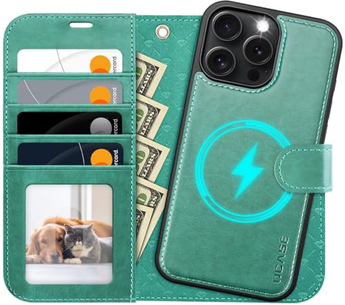 OCASE for iPhone 16 Pro Max Case, Detachable 2 in 1 PU Leather Wallet Case with RFID Blocking, Wireless Charging, Card Holders, Kickstand, Shockproof Removable Phone Cover, Green