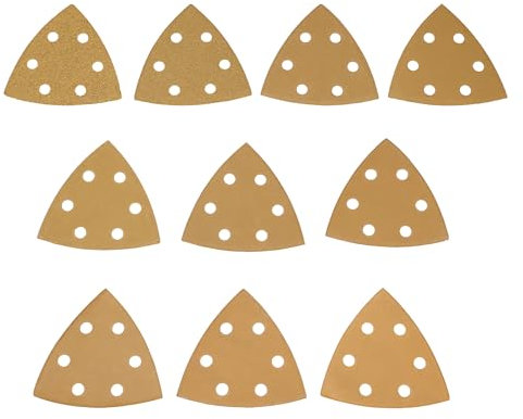 Create idea 100 Pedazo Discos de Lijado Triangulares de 92mm con 6 Orificios Y Gancho Y Bucle Hojas de Lijado Compatible con Delta Lijadoras de 60/80/120/150/180/240/320/400/600/800