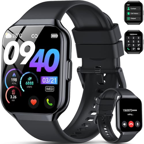 QCOQ Montre Connectée Homme Femme avec Appel Bluetooth, 1.96 Smartwatch avec 110+ Modes Sportifs