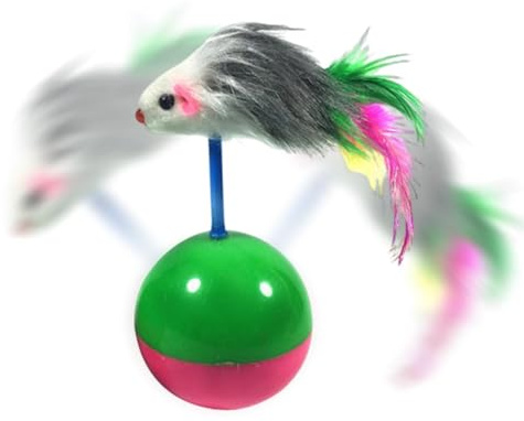Genérico Pelotas para Gatos, Pelotas para Gatos | Bola de balanceo para Ratones - Ligero para Gatos con Sonido, ratón de Plumas Colorido, Interactivo para Gatos de Interior