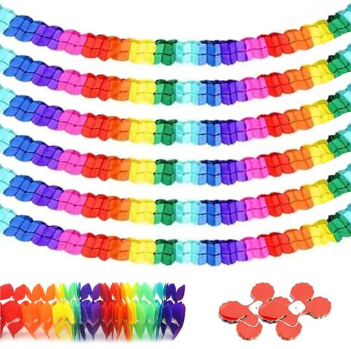ARTGUTS 8 Stück Bunt Papiergirlande Deko, Bunt Girlande Papier, Vierblättriges Kleeblatt Design, Girlanden Geburtstag, Hängende Partydekoration, für Geburtstag, Hochzeit, Karneval, Fasching und mehr