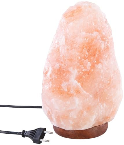 Lunartec Salzsteinlampe groß: Große Salzkristall-Lampe mit Echtholzständer, LED-Leuchtmittel, 5-7 kg (Salzlampe groß, Salzkristalllampe, Wohnzimmerleuchten)