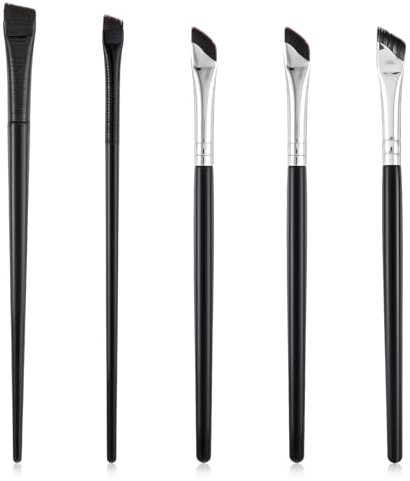 5 pennelli sottili per eyeliner, pennello professionale piatto angolato per eyeliner, pennelli morbidi per eyeliner, piccoli pennelli da trucco per cosmetici professionali di bellezza