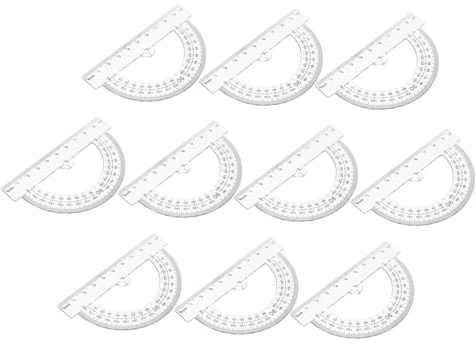 Homoyoyo 10pcs Transparent Half Circle Protractor Plastic Measurement Tool for Geometry Drawing and Design Accurate Angle Measurement