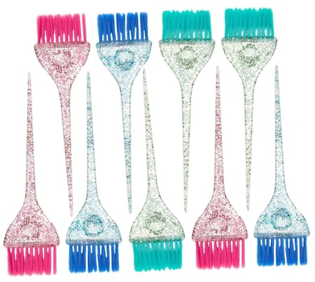 HONMEET 9pcs Hair Dye Brush with Ergonomic Handles Colorful Plastic Applicators for Balayage Highlights Root Touchups Professional Salon Hair Coloring Tools for Precise Application