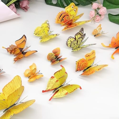 Lot de 72 stickers muraux papillon 3D double couche en PVC pour ajouter de la profondeur et un attrait visuel aux murs