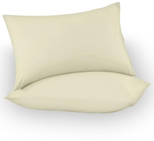 GC GAVENO CAVAILIA Microfiber Pillow Cases 2 Pack - Plain Dyed Housewife Pillowcases - Cream