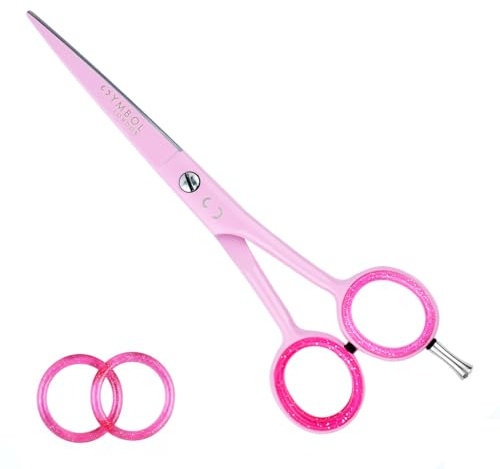 Pink Hair Scissors - Precision Hairdressing Scissors for Salon Stylists - Sharp Stainless Steel Professional Hair Cutting Scissor for Home and Professional Use SYMBOL LONDON