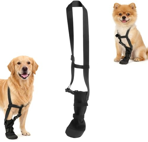 XRVRILE Hundskor, tasskydd utomhus, hundsko för framtassar, hundskor vattentäta, tasskydd hundskada, justerbar med 51 cm fixeringsband, halkfri sula, slickskydd för hundar