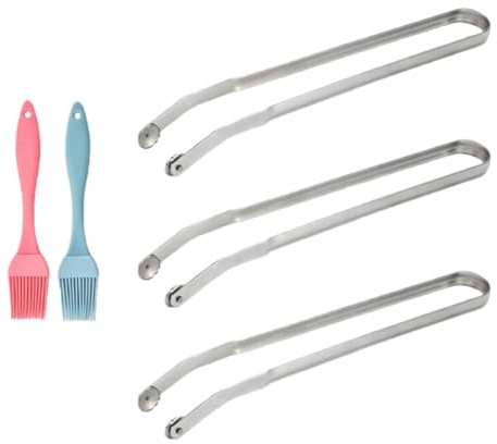 Buhdjfnke 3 Pinzas para Girar Salchichas, Pinzas para Cocinar en Cocina, Pinzas para Barbacoa para Asar, Pinzas para Parrilla de Salchichas para Barbacoa, Pinzas de Cocina con Manejar