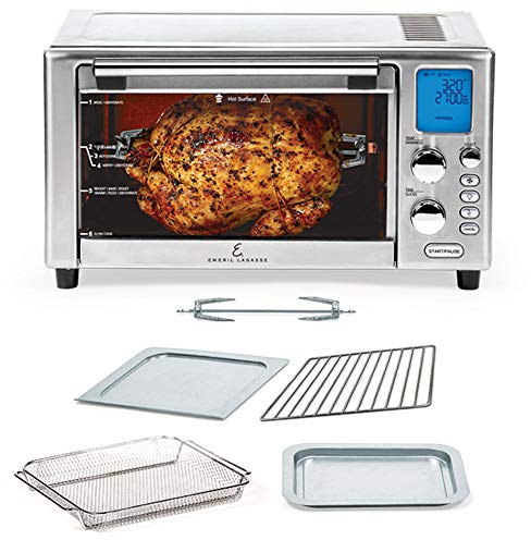 Emeril Lagasse 360 stainless steel air fryer, 360° fast cooking technology, XL capacity, 9 in 1, 12 preset cooking functions, including baking, frying, pizza,