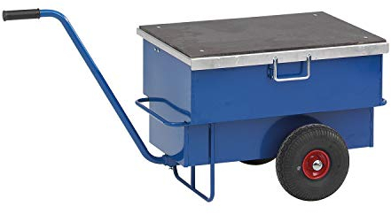 Lagerino Werkzeugwagen, Baustellenwagen, 940x620x610 mm, 250 kg Tragfähigkeit, mit unplattbaren Rädern, Blau