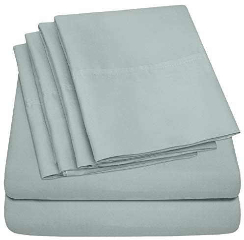 Sweet Home Collection 6 Piece Bed Sheet Set, King, Slate