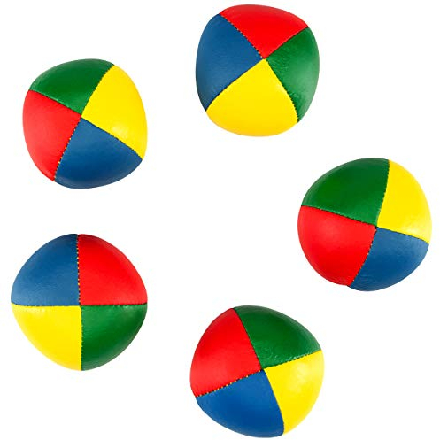 Diabolo Freizeitsport 5er Set Diabolo Premium Soft Jonglierbälle vierfarbig, 58mm, Jonglierball Füllung aus hochwertiger Vogelhirse, wasserabweisend