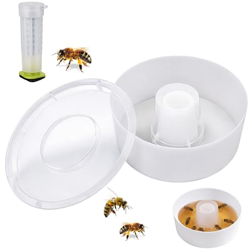 Bee Feeder Rapid, 2L Round Beehive Entrance Feeder, Hive Top Bee Feeder with Queen Bee Cage for 8 or 10 Frames of Super Pulp