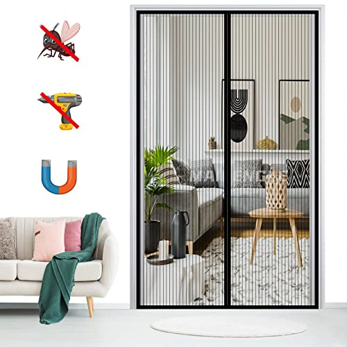Zanzariera Magnetica per Porte, Tenda Zanzariera Porta Anti Insetti Traspirante Rete Fine Facile da Installare, per Balcone Soggiorno-Black-A|| 85x240cm(33x94inch)