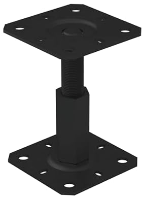 GRUNDLINE Support de poteau réglable en hauteur de 100 à 150 mm - Support de poteau à visser - Pied de support - Ancrage de poteau - Douille à visser - Ancre - Tige filetée M20 - Plaque d'ancrage 100
