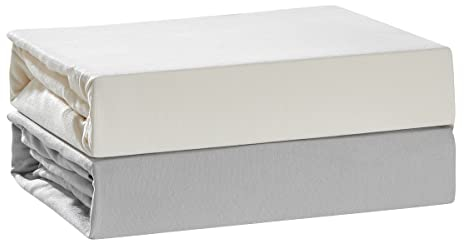 Bettlaken 240x200cm Farbe Natur, 100% Baumwolle Feinjersey mit Gummizug, Matratzenhöhe bis 24cm, Betttuch für Familien Bett, Laken, Leintuch, Spannbetttuch, Spannbettlaken