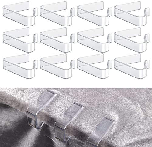 Luter 12pcs Plastic Tablecloth Clips, Transparent Picnic Tablecloth Clips for Outdoor Tables Large Table Cloth Holder Table Cover Clips for Christmas Home Wedding Party Indoor Outdoor Camping
