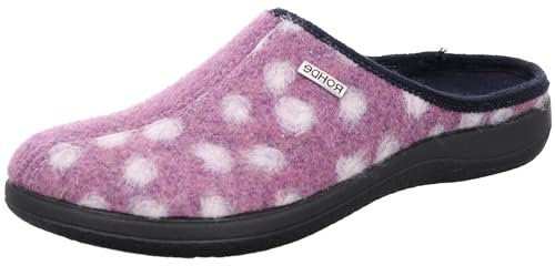 Rohde Damen Hausschuh Filz Pantoffel süße Tupfen Bari 6551, Größe:41 EU, Farbe:Violett