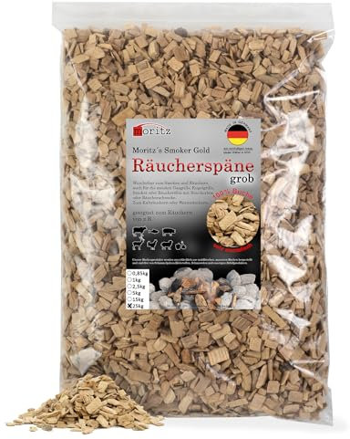 Moritz Copeaux de fumage en hêtre grossier, 25 kg, 6 à 12 mm, pour fumage à froid de poisson, viande, saucisse, fromage, légumes, également pour barbecue, farine de fumage
