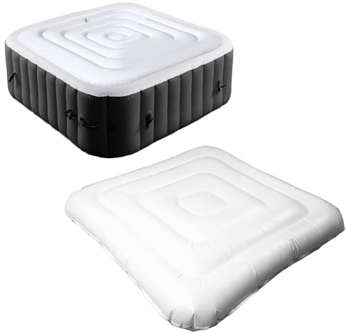 Couverture de Spa Gonflable, Couvercle Isolé à économie D'énergie de 4,2 Pieds pour Spas Carrés Extérieurs, Couverture de Protection Contre le Débordement de Pluie pour Accessoires D'alimentation