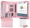 GraduationMall Schreibmappe A4 mit Ringbuch und Klemmbrett,Reißverschluss Portfolio Padfolio Business Mappe,Dokumentenmappe Organizer Pink