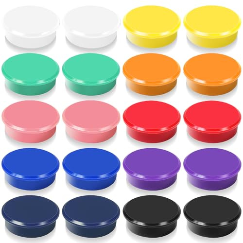 DUJEQM Calamite Frigorifero - 20 Pezzi 10 Colori Magneti Rotondi - Mini Calamite Potenti Calamite Piccole Magnete Potente Calamita Frigo per Lavagna Magnetica, Calendario, Foto, Ufficio, Scuola, Casa