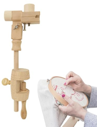 Renopfect Support de cadre à broder en bois - Support de cadre de broderie rotatif réglable à 360 ° - Support de cadre en bois réglable - Table de cadre torsadée