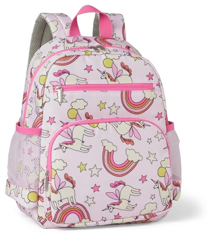 Amazon Essentials Kids School Backpack with Multiple Storage Pockets, Durable Tear-Resistant Daypack for Books and Supplies, Pink