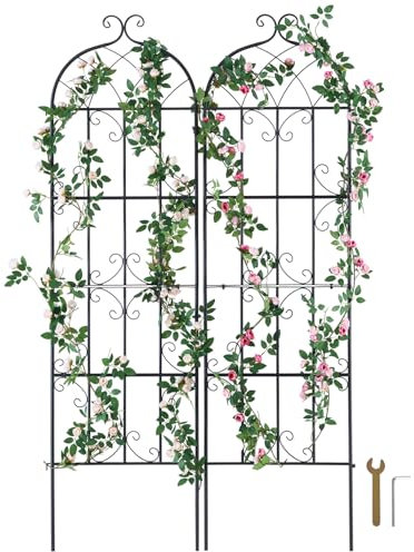 VEVOR Treillis Jardin pour Plantes grimpantes, 51 x 180 cm, Treillis Fleurs de Jardin en métal antirouille, Support de concombres, pour Cours, pelouses, 2 pcs