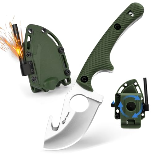 SPITZKANTE Touch neck knife pa - D, petit couteau en acier total Tang 5cr14mov, longueur de lame 7,1 cm, avec chaîne à billes en ABS