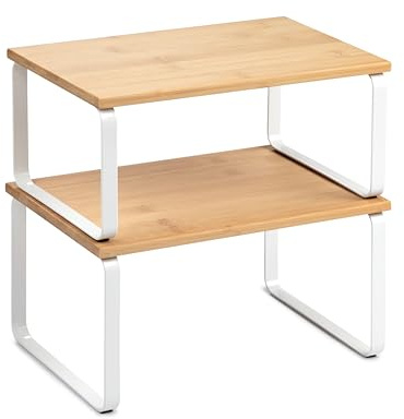 Tatay Set de Estantería de cocina Modular, de MDF y Acero Inoxidable, Fabricado en China, Soporta hasta 8 Kg, Color Madera y Blanco. Medidas 30 x 19.5 x 30 cm