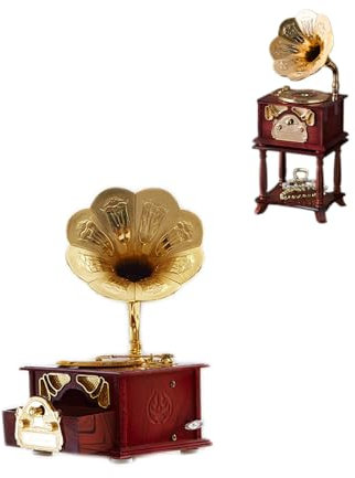 Grammophon - Carillon a forma di grammofono, con carillon retrò Grammofono, regalo di compleanno, accessorio per feste