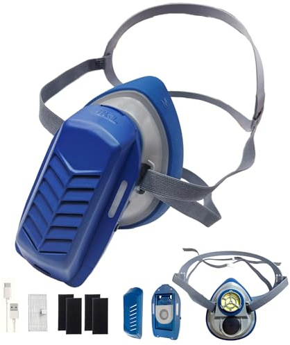 PuriCurrent Mini Powered Respirator. Easy breath. Electric dust respirator mask with fan and H13 HEPA & active carbon filters. Woodworking/construction work/DIY. More comforts & higher productivity