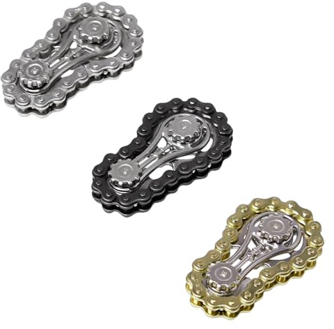 Sxutop 3 Pièces Jouet de Rotation de Chaîne en Métal Jeu de Chaîne Flippy Jouet Fidget en Chaîne de Vélo Spinner Design 2 Gears Fidget Chain Toys pour Soulagement du Stress, Fidgeting