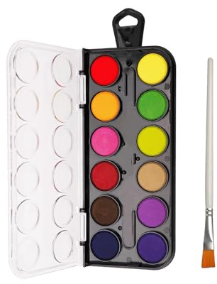 Altaroo Wasserfarbkasten 12 Farben, Tuschkasten Unterwegs mit 1 Pinseln, Wasserfarben, Wassermalkasten für Künstler und Malerei-Liebhaber