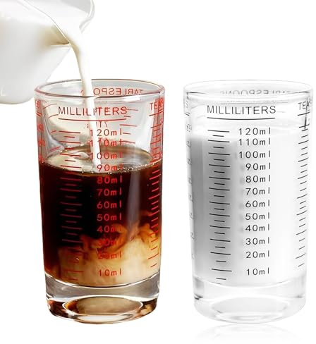 Vasos Medidores de Vaso de Chupito, 2 Piezas Vaso de Chupito con Báscula, 120 ml Vasos Medidores de Cristal, para Fiestas, Cocina, Bar, Cóctel, Whisky, Licores, Vino, Licor