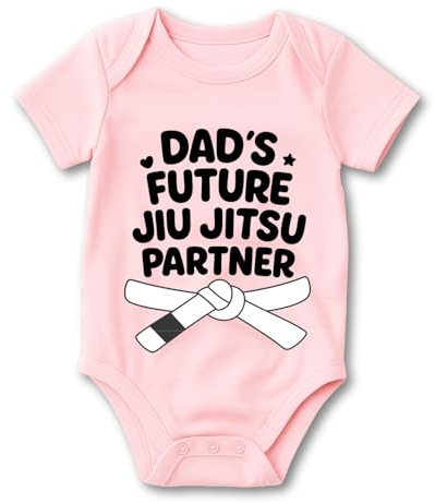 Laserverse Dad’s Future Jiu Jitsu Partner Baby Bodysuit – Funny BJJ Infant Outfit with Martial Arts Belt Design Brazilian Jiu Jitsu Kids (Pink, 3-6 months)