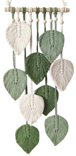 XIAOGUA 26 * 60cm Arazzo da Parete Macrame Appeso a Parete Boho Decorazione Macrame Foglie Arazzo Grand Nappa Arte Cotone Corda Macramè Decorazione Della per Camera da Letto Soggiorno Sfondo