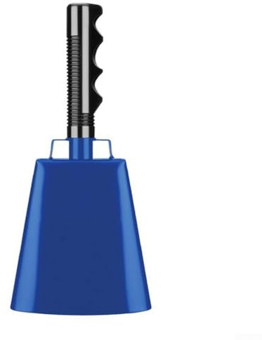 Cloche de vache en acier avec poignée pour événements sportifs, encouragements et fêtes, bruyante pour football, baseball, football, basket-ball, marathon et concerts (bleu)