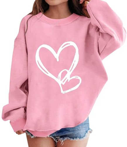 Jersey para niña 140 simple - sudadera para niñas y niños, sudadera oversize manga larga, suéter navideño con estampado de corazones, chaqueta de punto moderna, bonita chaqueta de entretiempo