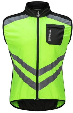 WOSAWE Herren Damen Fahrradjacke Leicht Atmungsaktiv Reflektierende Radweste Winddicht Sportbekleidung (B8 Grün Weste, L)