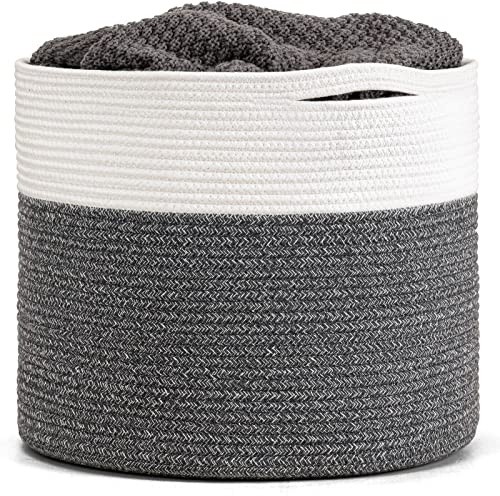 Goodpick Woven Blanket Basket Living Room, Toy Bin for Playroom, 45L